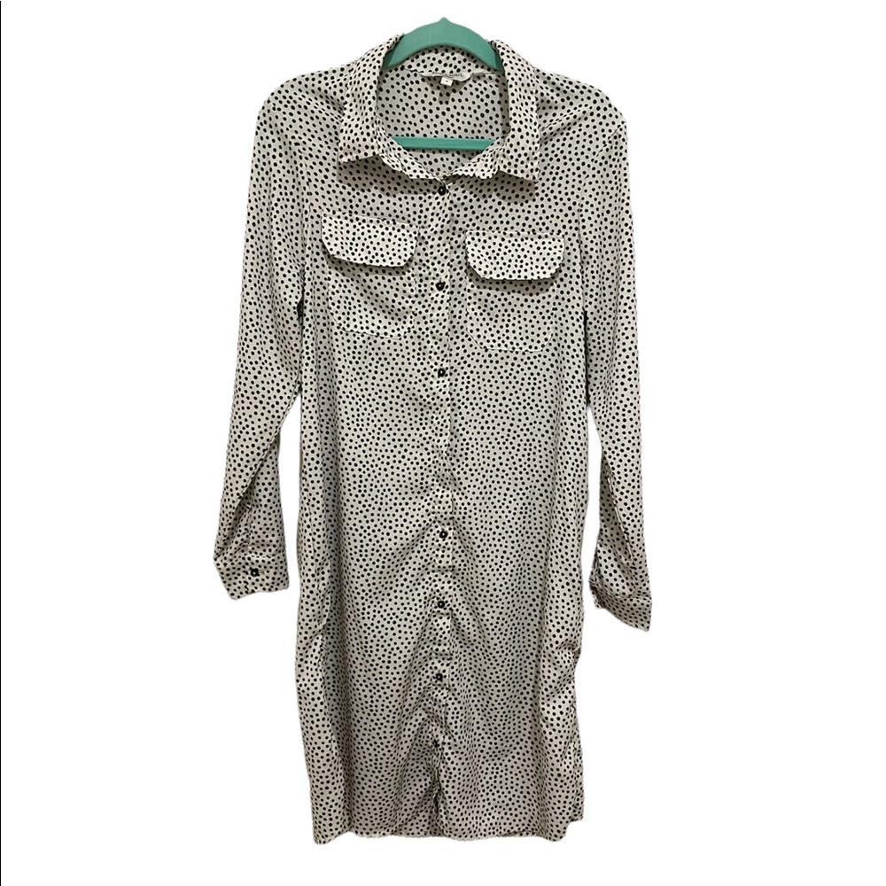 Brave Soul tie waist midi shirt dress in cream